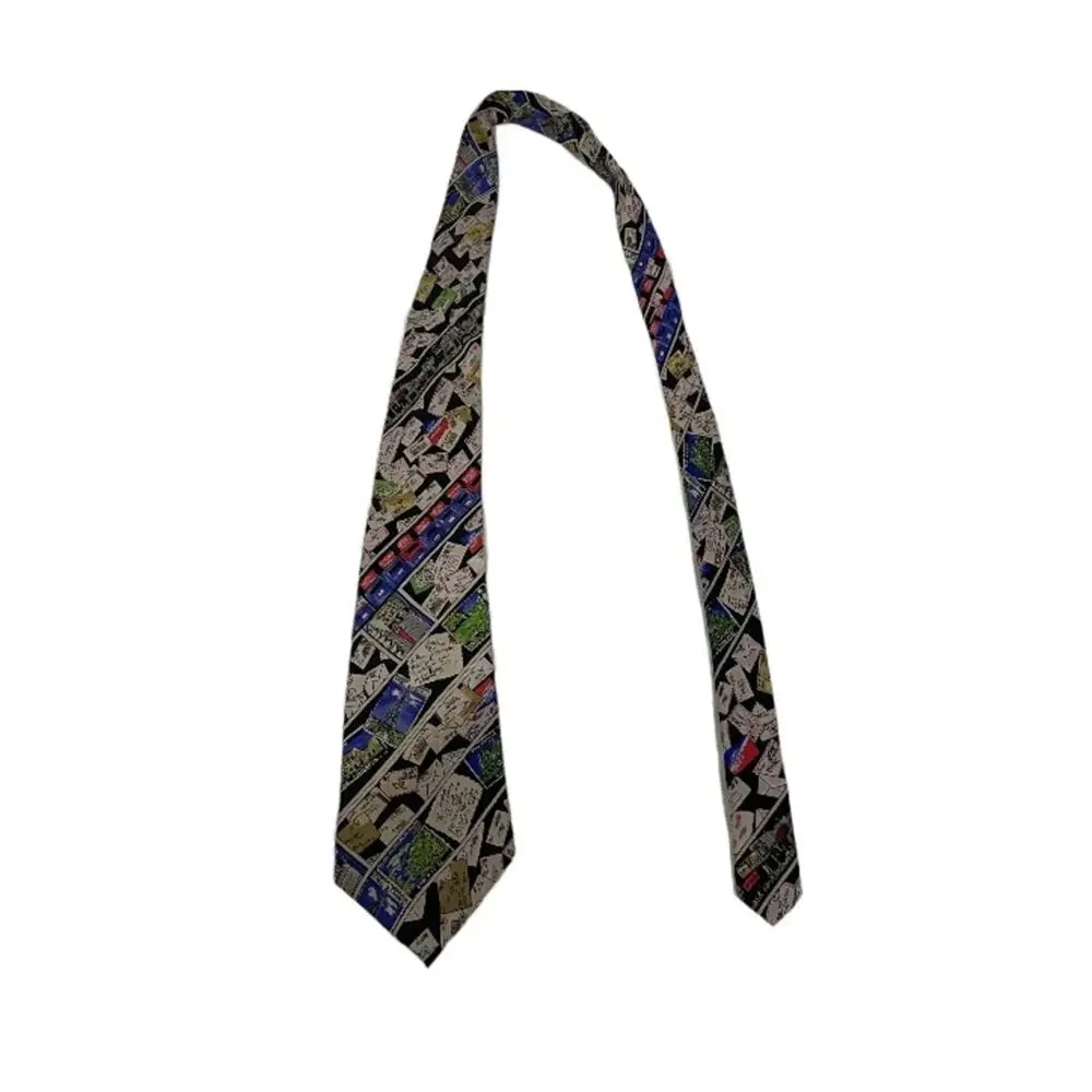 Vintage Nicole Miller 100% Silk Multicolor Postage Envelop Print‎ Tie